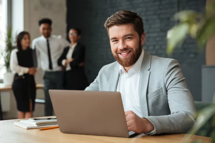 Cheerful Young Caucasian Businessman